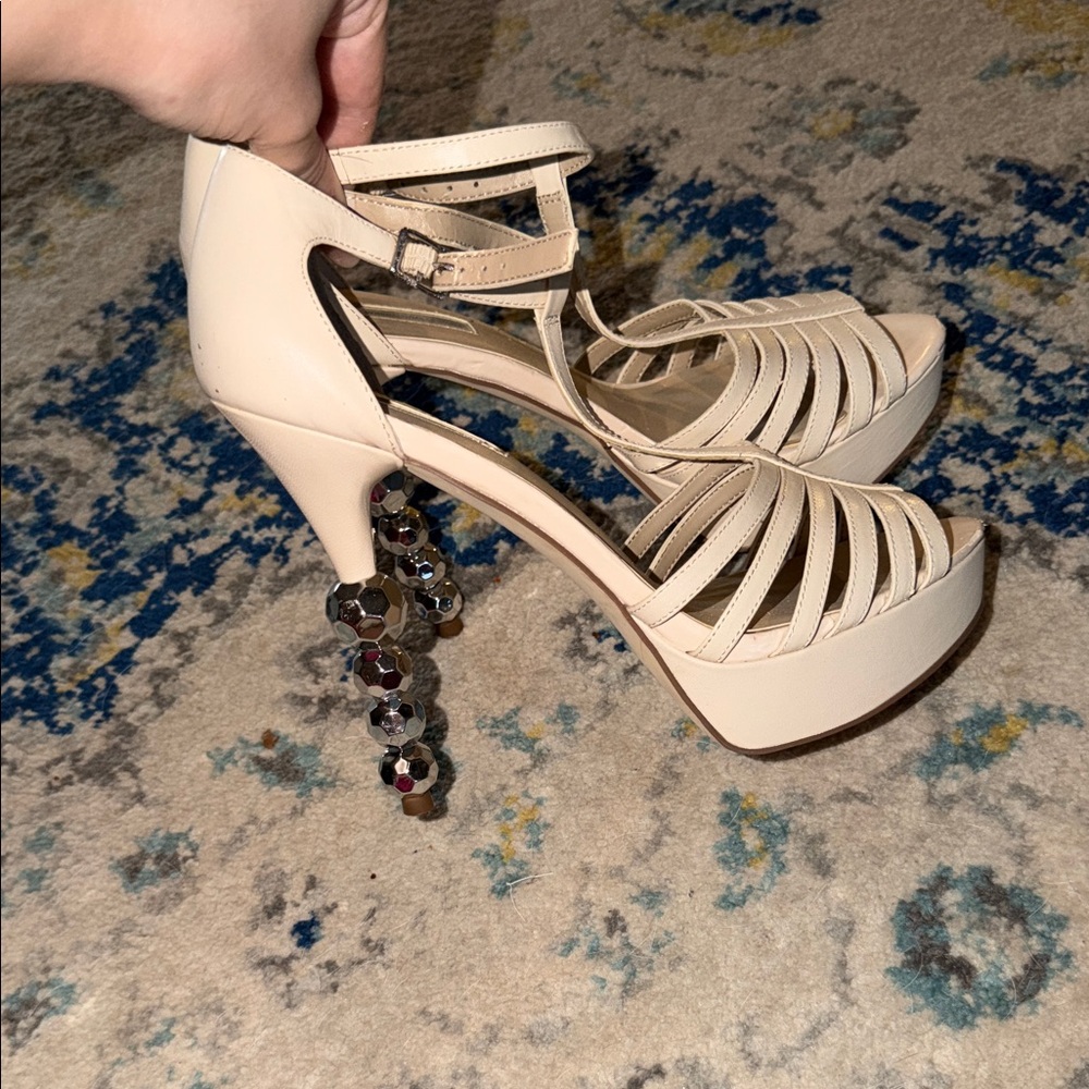 INC International Concepts Cream Strappy Heels